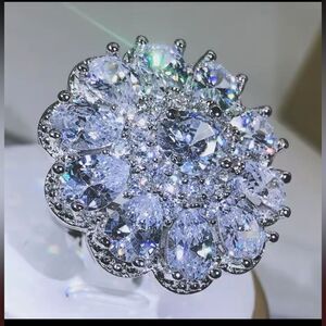 Sterling Silver Radiant Floral Statement Ring